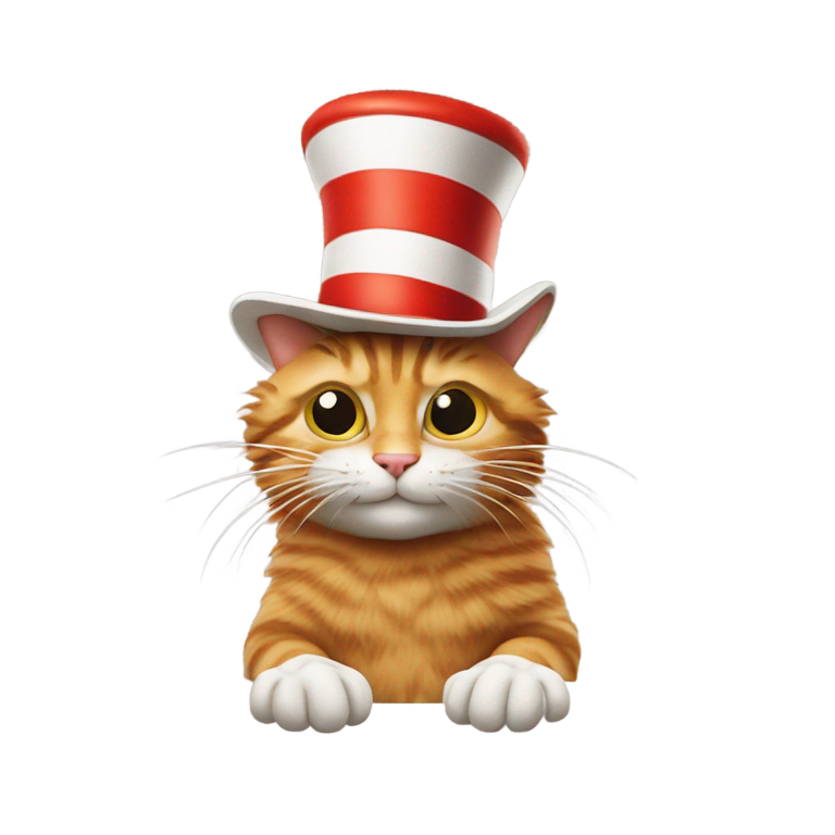 genmoji: Cat in the hat rizzing up a cat