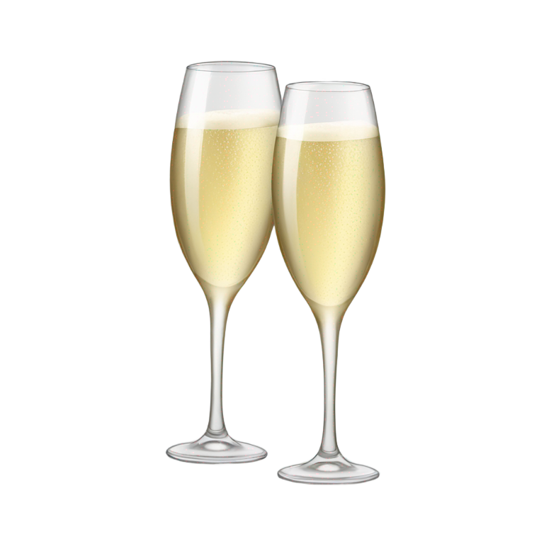 genmoji：Two champagnes glasses cheering