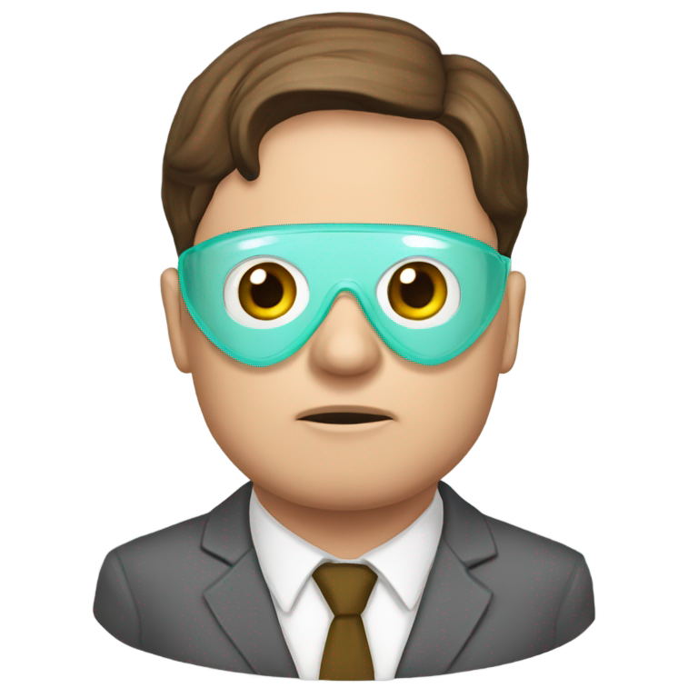 genmoji：德怀特·施鲁特戴着CPR面罩