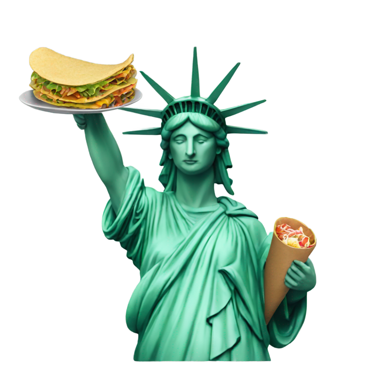 genmoji : Statue de la Liberté tenant des tacos