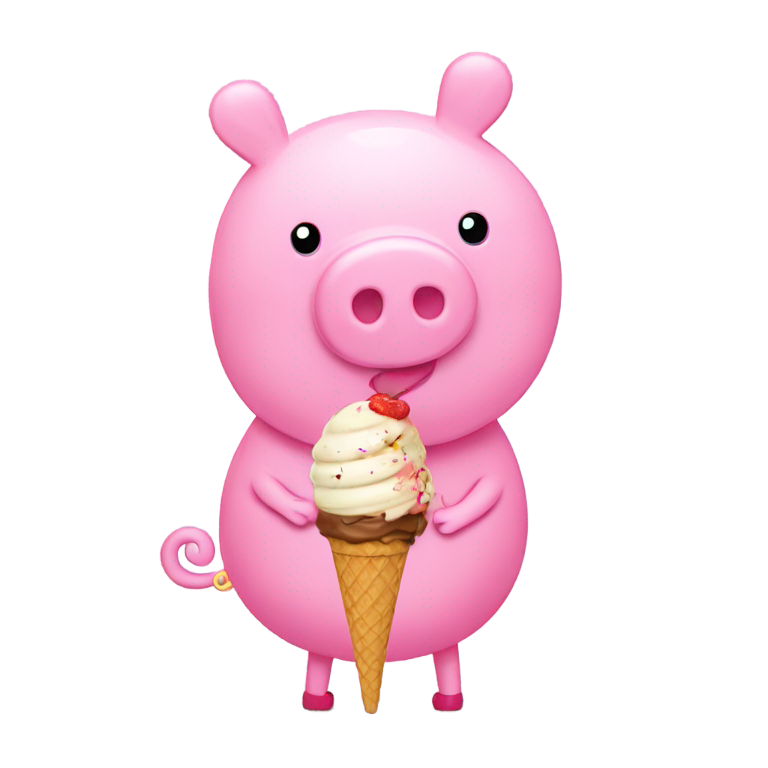 genmoji：佩奇猪拿冰淇淋