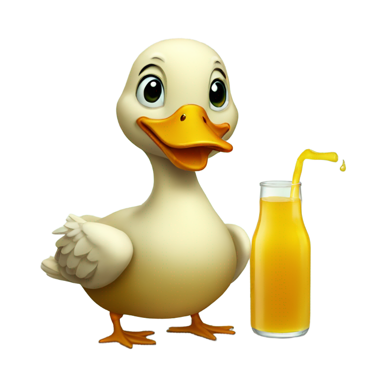 genmoji : Canard buvant du jus de pomme