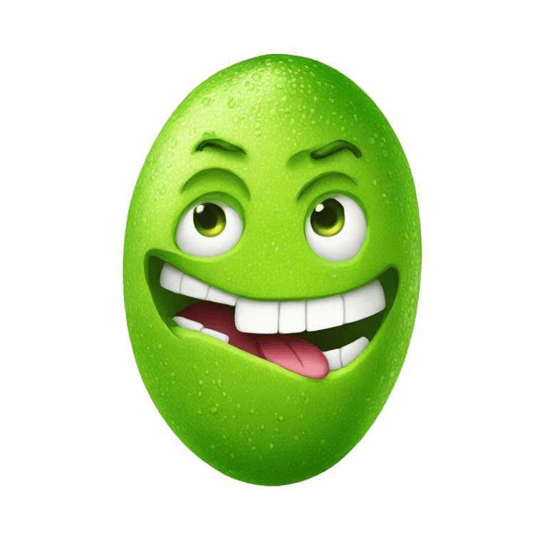genmoji : Draw a lime guy with a big mouth