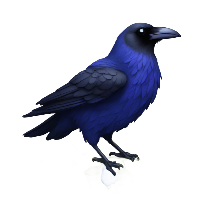 genmoji : Corbeau sur une fleur bleue