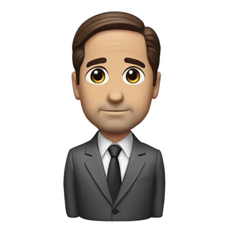 genmoji: Michael Scott, Dunder Mifflin, bobble head