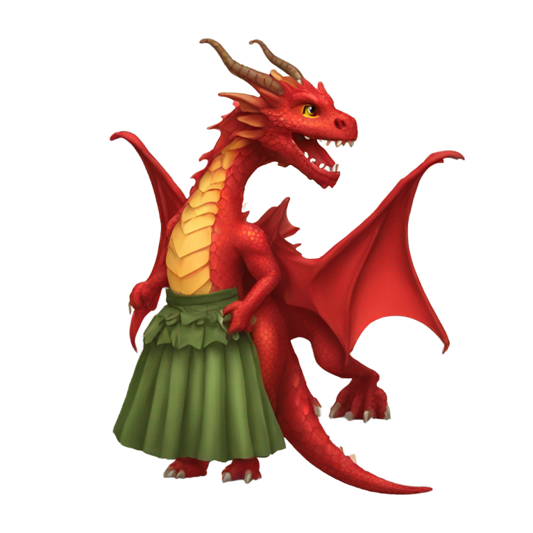 genmoji : Un dragon rouge avec une jupe