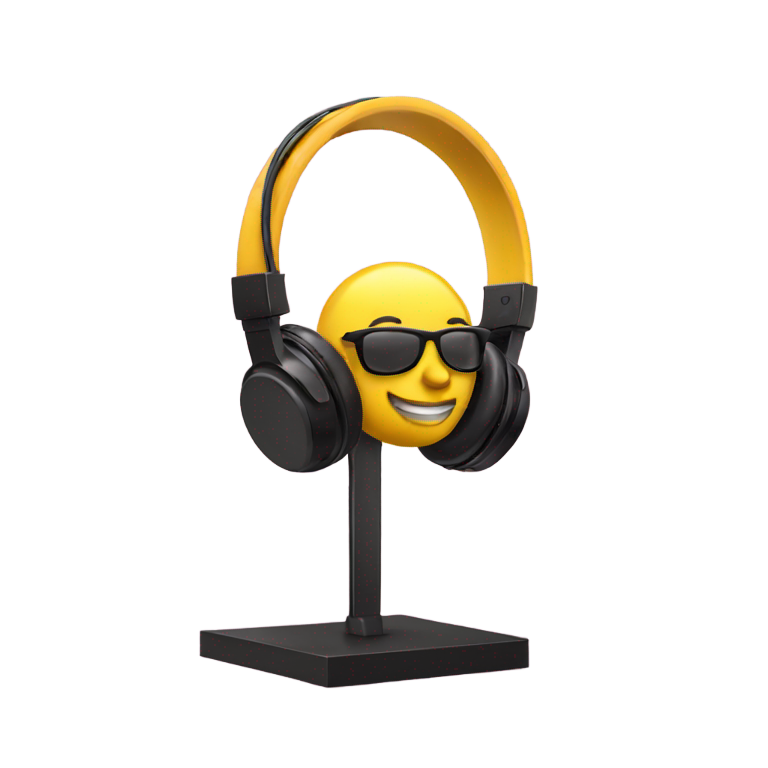 genmoji : Casque sur support avec un nœud