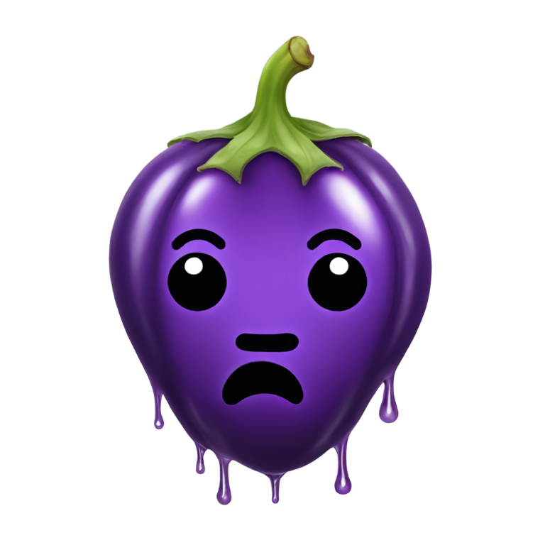 genmoji：悲伤的软茄子在滴水