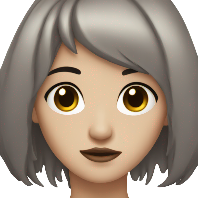 絵文字：ゴシックスタイルのショートブラウンヘアと美しい茶色の瞳