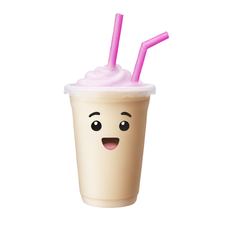 絵文字：タロイモのバブルミルクティーを飲む絵文字顔