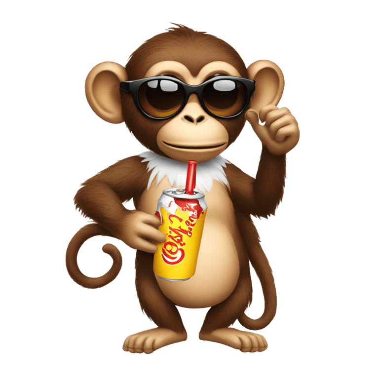 絵文字：monkey with sunglasses on holding a cola