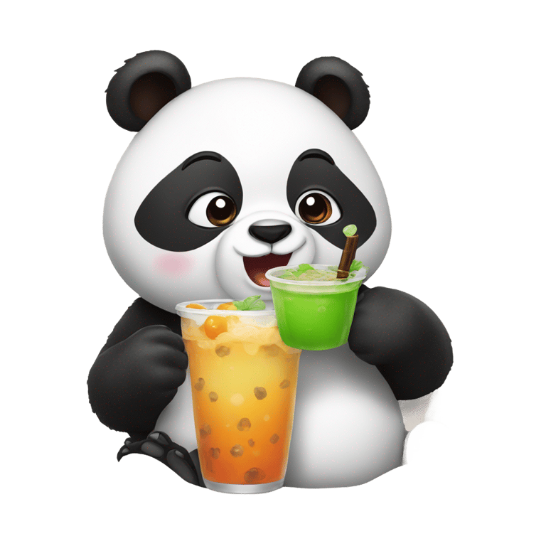 genmoji：熊猫喝奶茶
