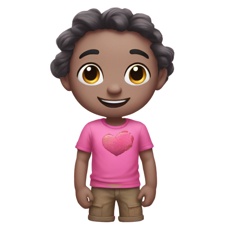 genmoji：来自《巨魔》的小花手持粉色的小花，穿着粉色衬衫。