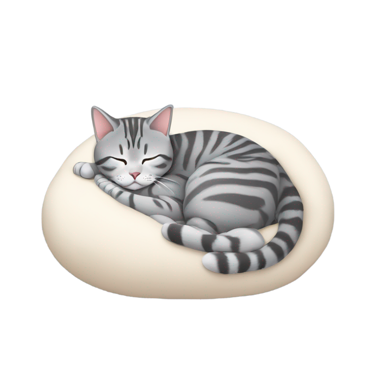 genmoji：灰色美国短毛猫睡在枕头上