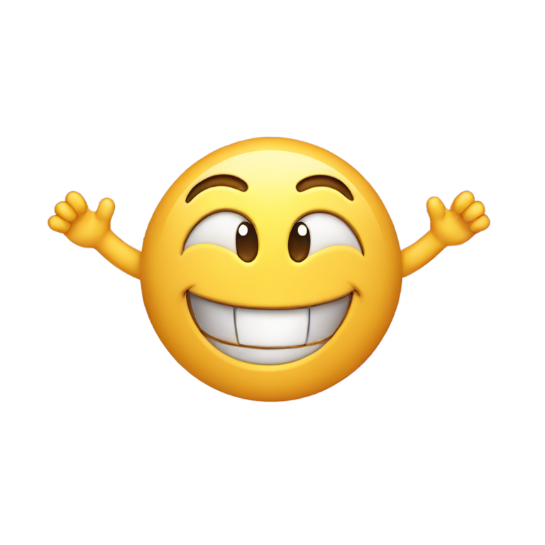 絵文字：興奮して両手を上げる笑顔