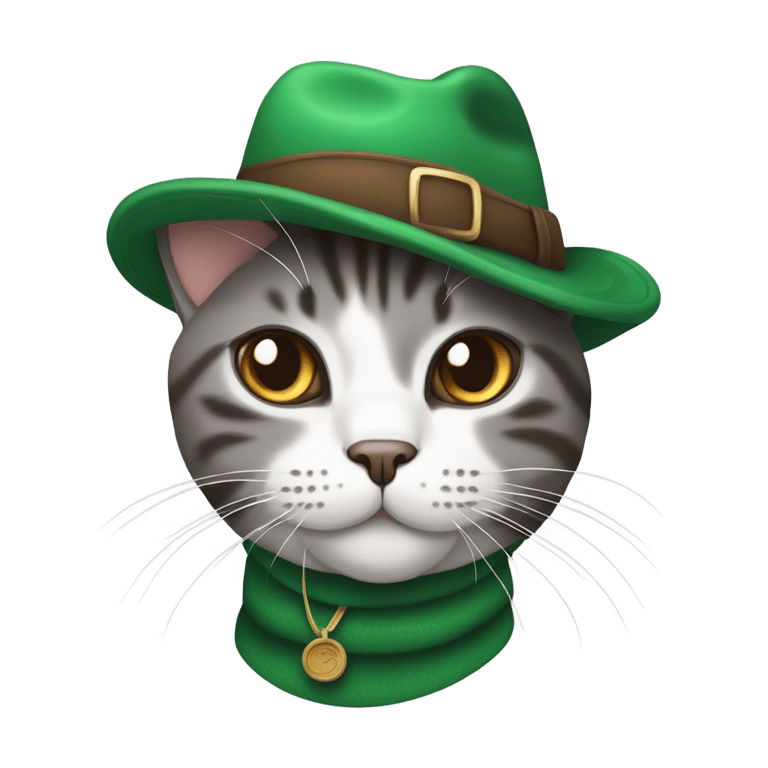 絵文字：Gray and brown shorthair cat with celtics hat