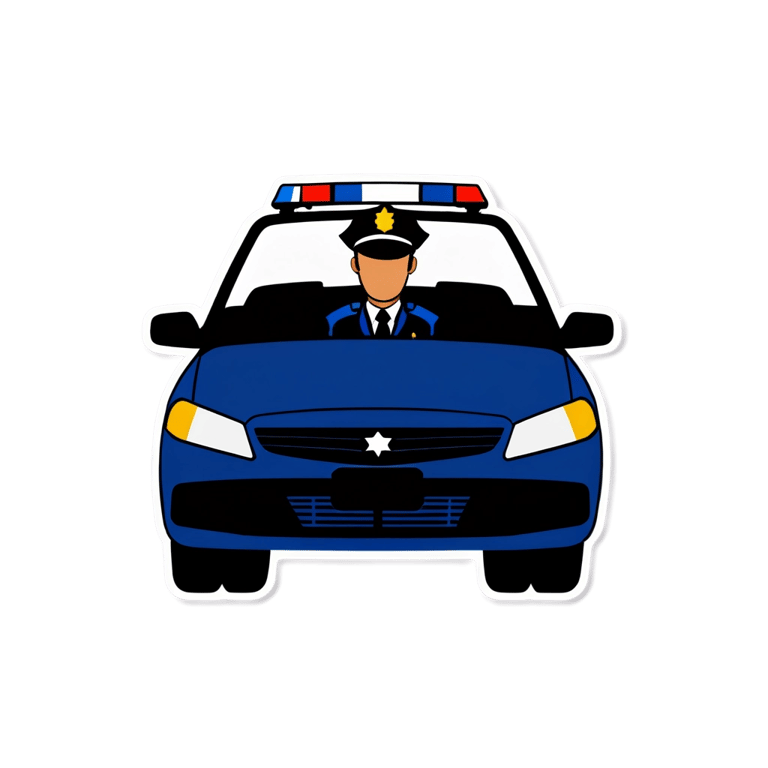 genmoji：蓝色正面警车和警察