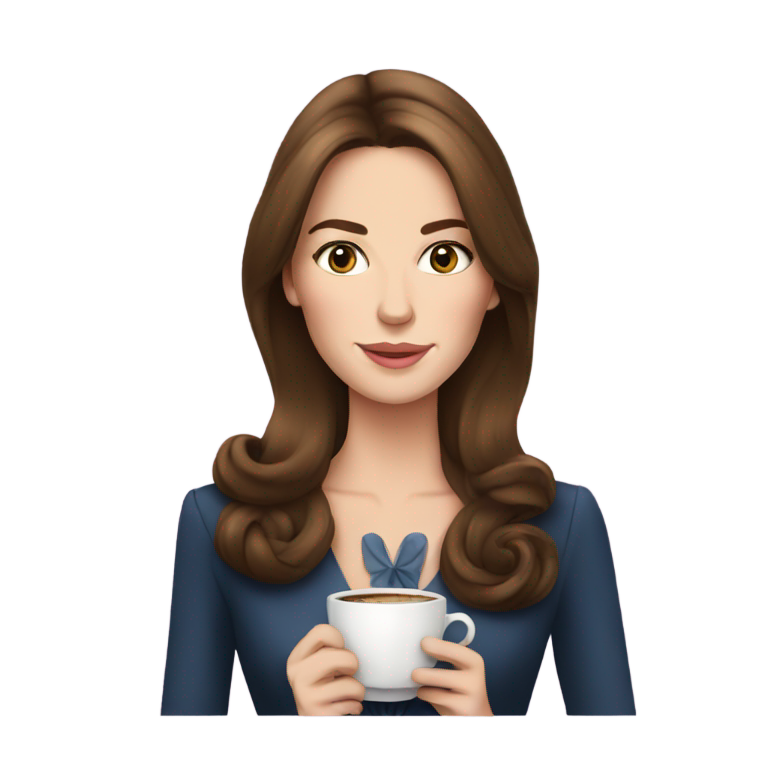 絵文字：イギリスのケイト王女がコーヒーを飲む