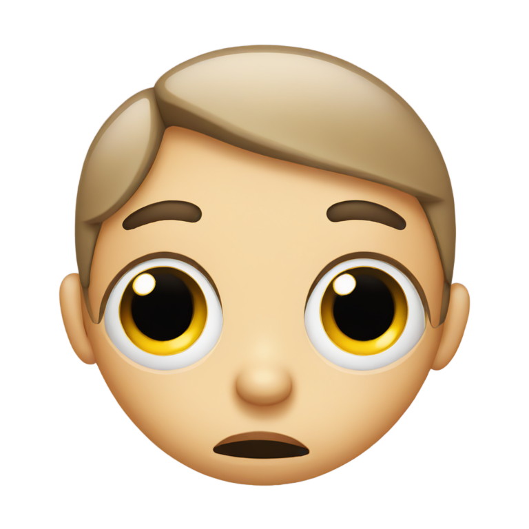 絵文字：big sad eyes with small straight mouth. no eyebrows.