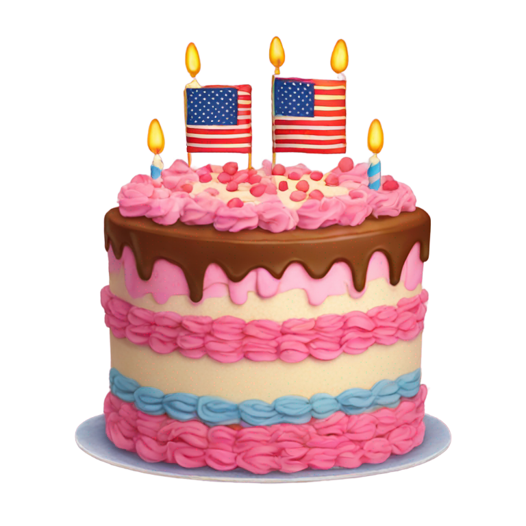 genmoji : Gâteau d'anniversaire 24 ans avec drapeau américain