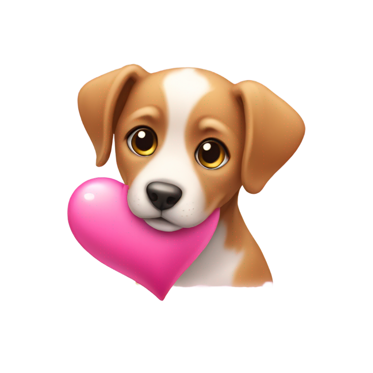 genmoji : Chiot et un cœur rose