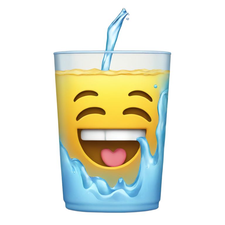 genmoji：iPhone smiley face emoji drinking water