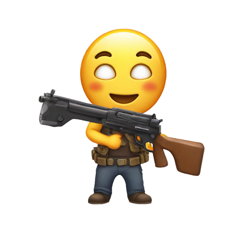 genmoji: Happy emoji with a gun