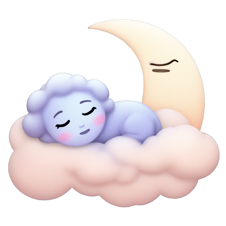 genmoji：睡眠月亮表情，梦幻云朵，星星，柔和光芒，可爱风格
