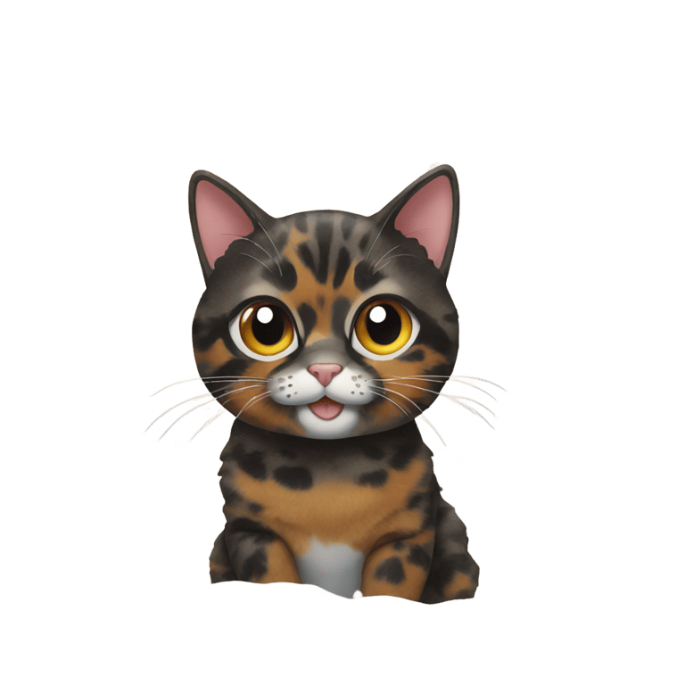 genmoji : Tortie cat playing in snow