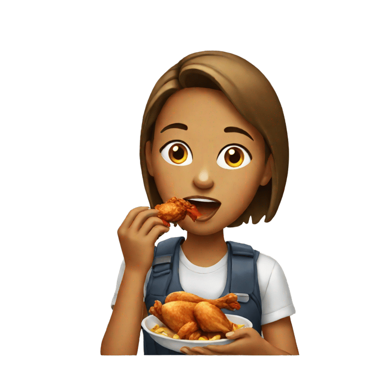 genmoji : Fille mangeant du poulet frit