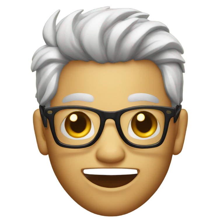 genmoji : Un diable avec des cheveux en dégradé doré et des lunettes carrées transparentes