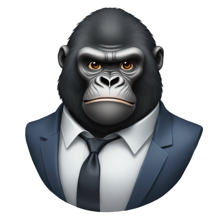 genmoji : big mok gorilla as a powerful capitalist