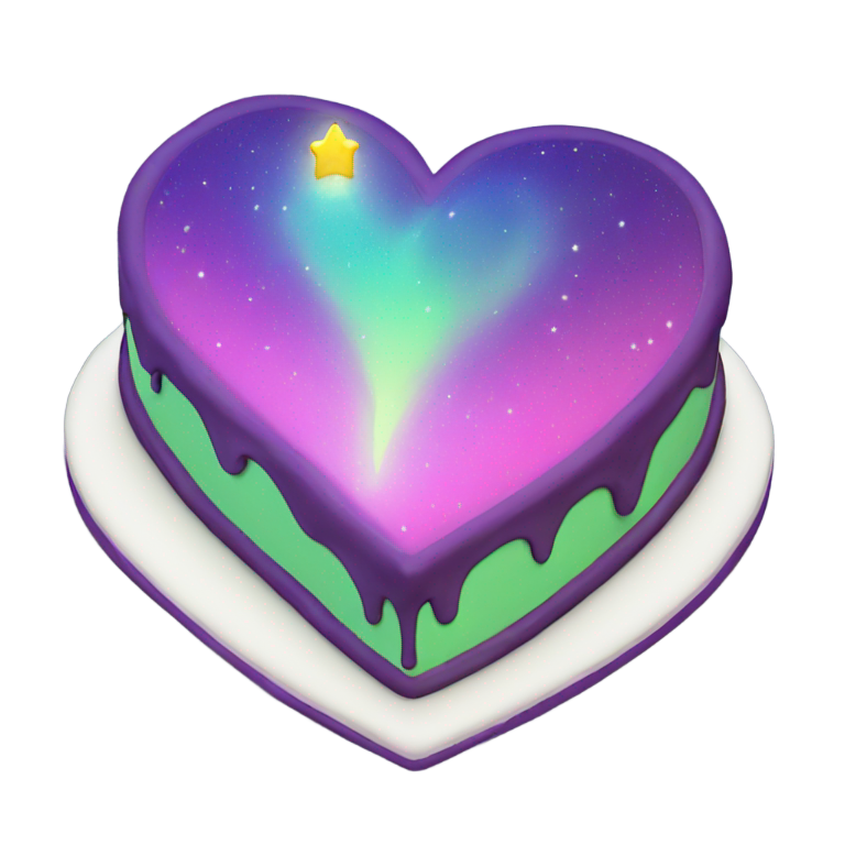 絵文字：Northern lights birthday cake heart