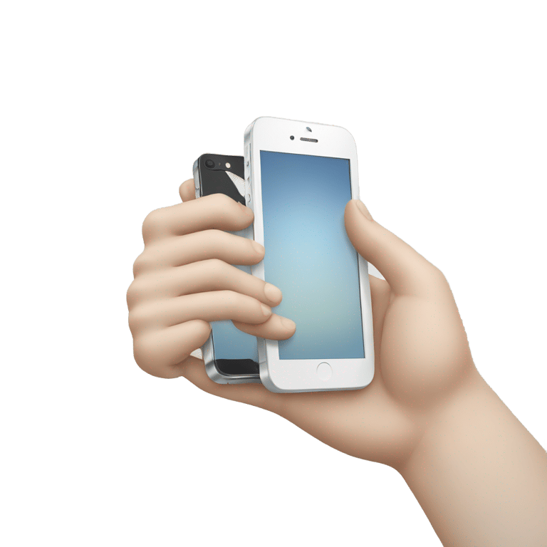 絵文字：One white hand having an Iphone into