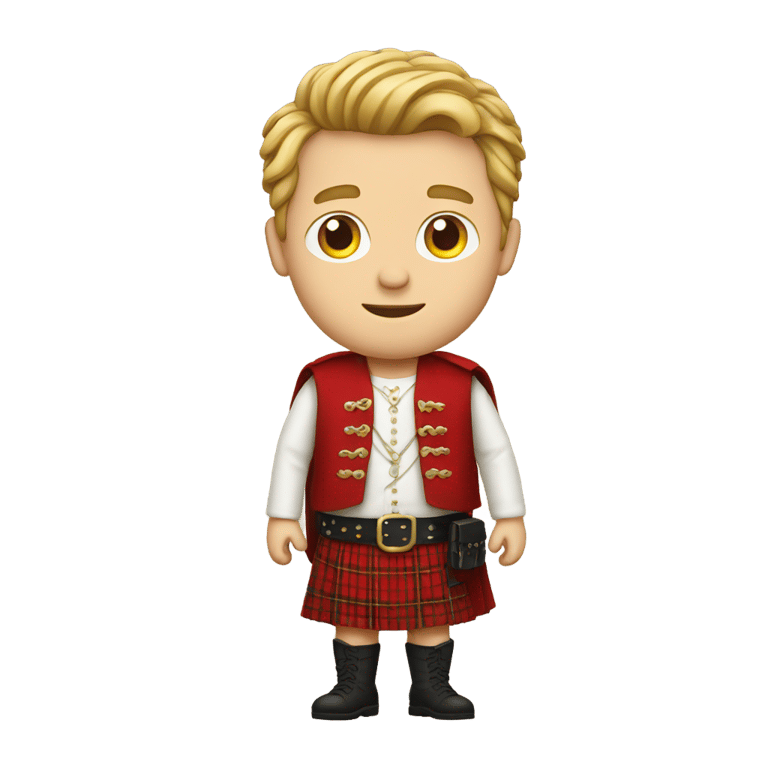 genmoji：身穿红色苏格兰短裙的白人男子