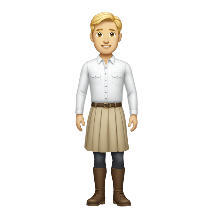 genmoji : white man wearing skirt