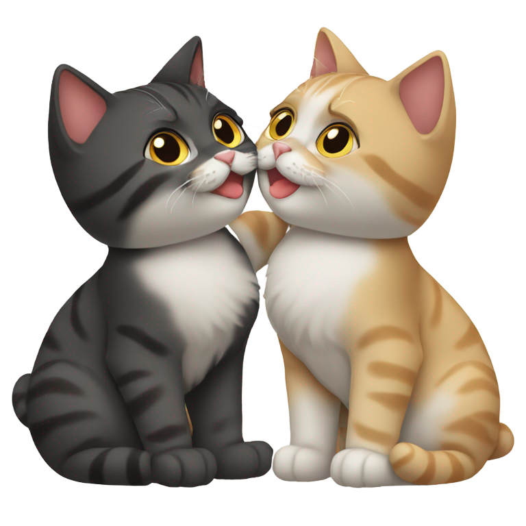 絵文字：2匹の猫が横から見たキス