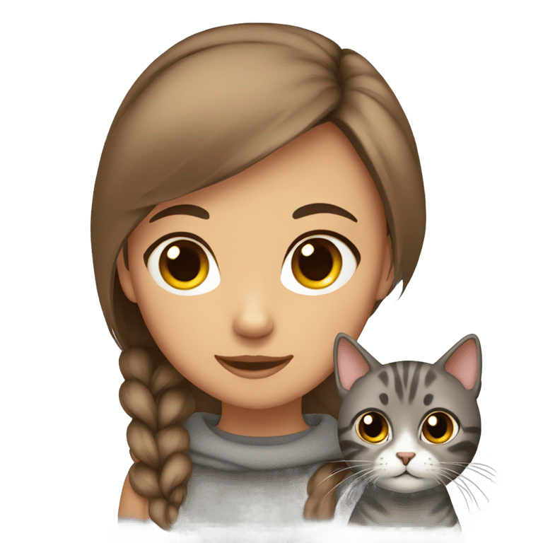 genmoji : Fille avec chat brun et gris