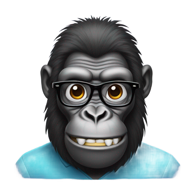 genmoji : Gros singe gorille en nerd