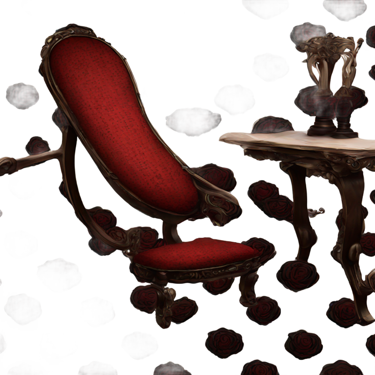 genmoji : Fauteuil gothique grand vintage rouge et noir orné