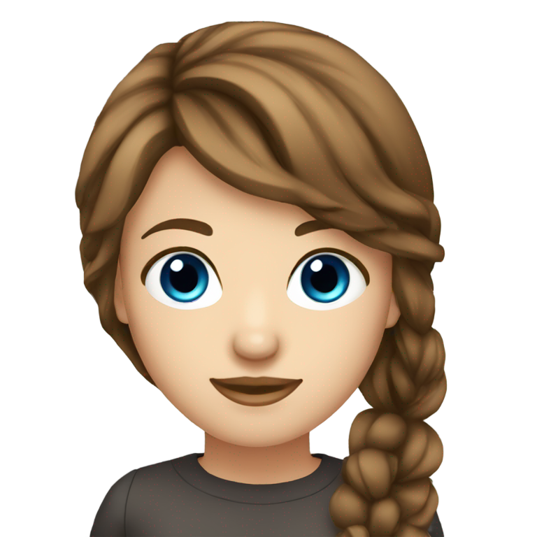 genmoji：棕发蓝眼女孩设计师电脑