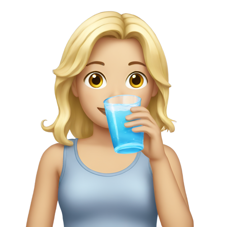 絵文字：金髪の女の子が水を飲んでいる