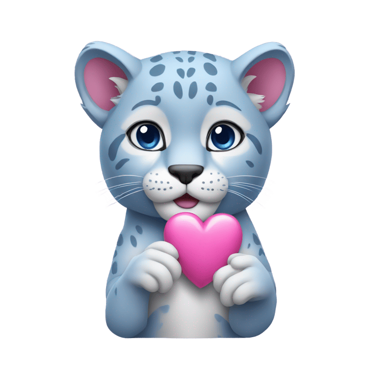 genmoji：蓝色豹子手持粉红心