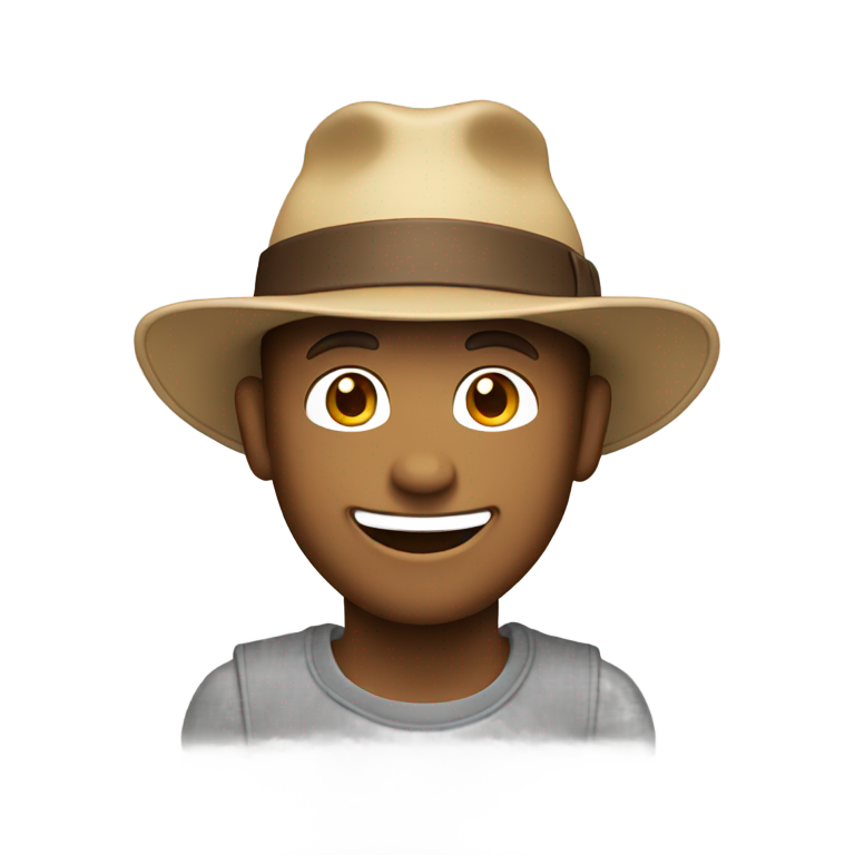 genmoji : Créez un homme blanc portant un chapeau avec un singe dessus 🙈 et souriant sans ses deux dents de devant.