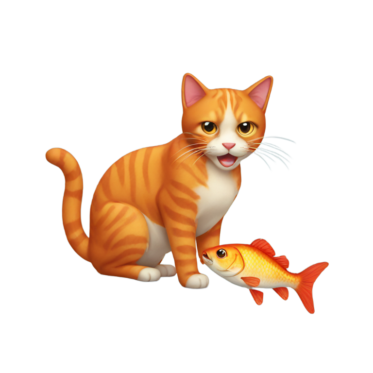 genmoji：一只红猫和一条鱼