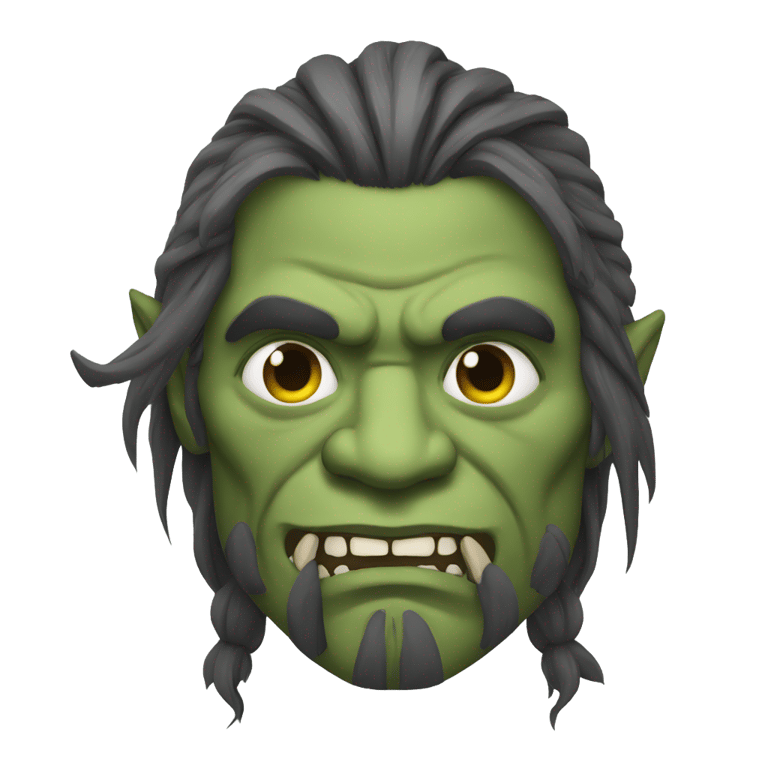 genmoji : An orc warrior with long hair