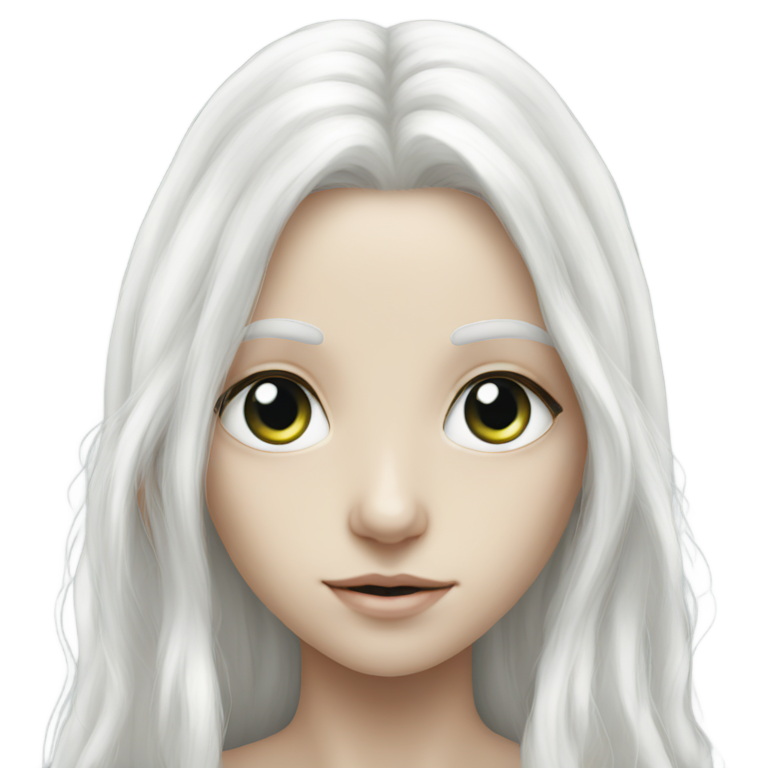 genmoji: Pale Elf with hzel eyes and long white hair
