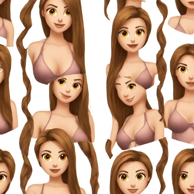 genmoji: hot girl withlong brown straight hair and a lingerie