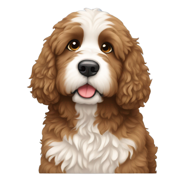 genmoji : Créez un emoji d'un bernedoodle assis et triste.