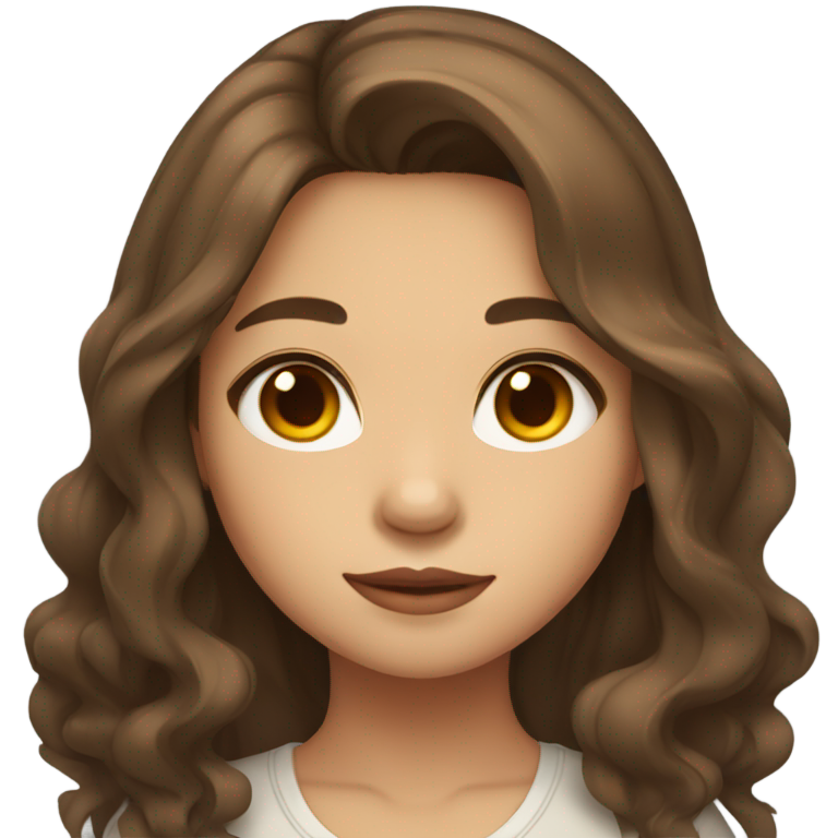 genmoji : Une fille philippine aux cheveux bruns ondulés mi-longs avec une raie au milieu et aux yeux marron.